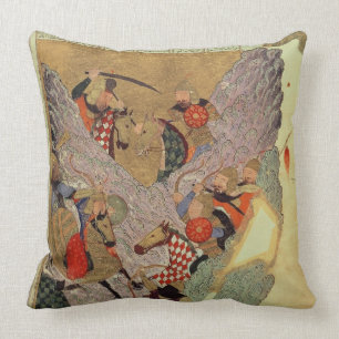 Genghis Khan (c.1162-1227) fighting the Chinese in Cushion