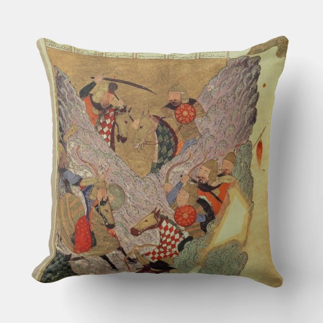 Genghis Khan (c.1162-1227) fighting the Chinese in Cushion (Front)
