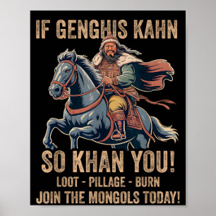 Genghis Khan Quote Funny Mongolia History Mongolia Poster