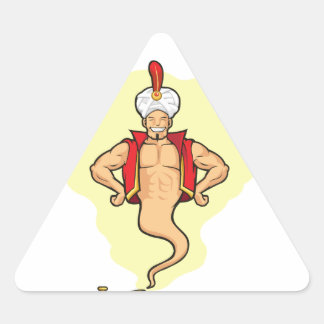 Genie Appear from Magic Lamp Triangle Sticker