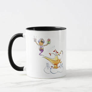 Genie bringing a house and gifts from a magic lamp mug