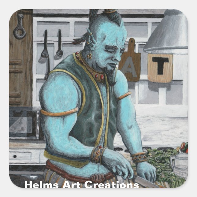 Genie Cooking Kitchen Magic Fantasy Art Stickers (Front)
