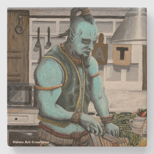 Genie Cooking Kitchen Magic Graphic Stone Coaster (Front)