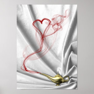 Genie Lamp with Heart Smoke - Poster