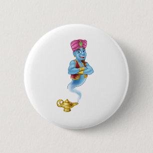 Genie Magic Lamp Aladdin Pantomime Cartoon 6 Cm Round Badge
