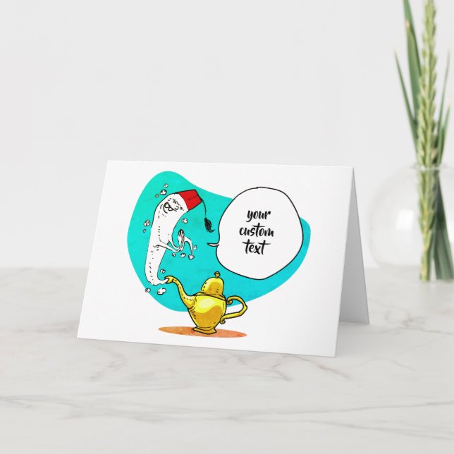genie of the lamp funny cartoon card (Front)