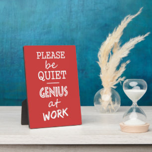 Genius at Work custom colour plaque