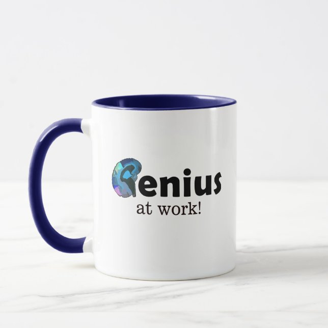 Genius at work, Customizable Text Office Mug (Left)