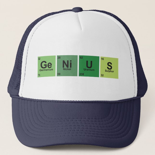 Genius Cap. Periodic table of elements. Trucker Hat (Front)