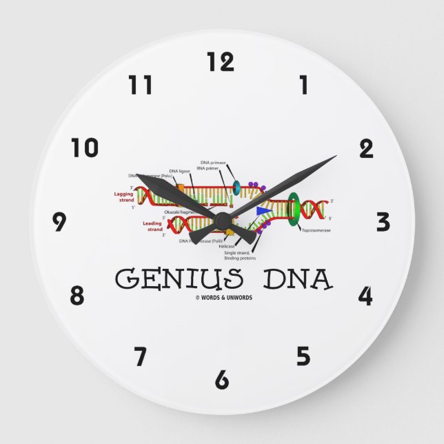 Genius DNA Molecular Biology Humour Large Clock (Front)