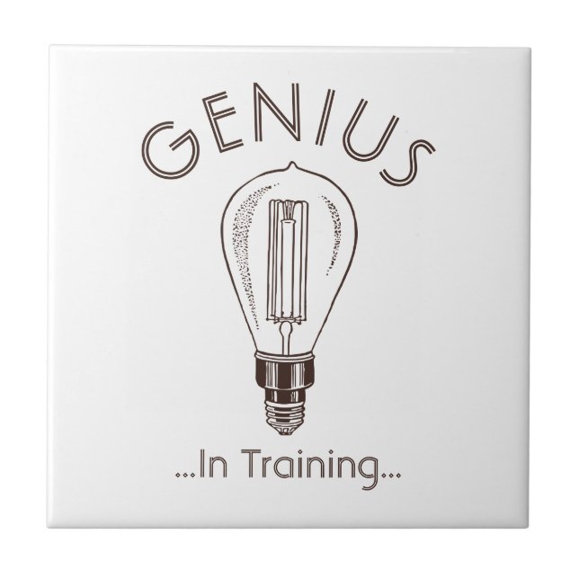 Genius In Training Antique Light Bulb Ceramic Tile (Front)