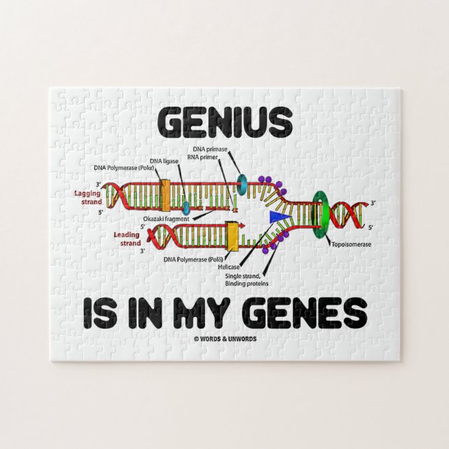 Genius Is In My Genes DNA Replication Humour Jigsaw Puzzle (Horizontal)