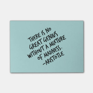 Genius Mixture of Madness Aristotle Inspirational Post-it Notes