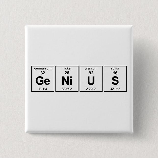 GeNiUS Periodic Table 15 Cm Square Badge (Front)
