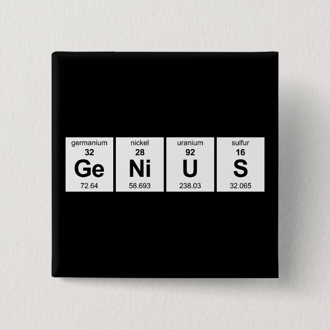 GeNiUS Periodic Table 15 Cm Square Badge (Front)
