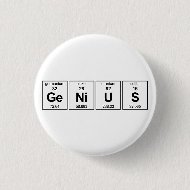GeNiUS Periodic Table 3 Cm Round Badge (Front)