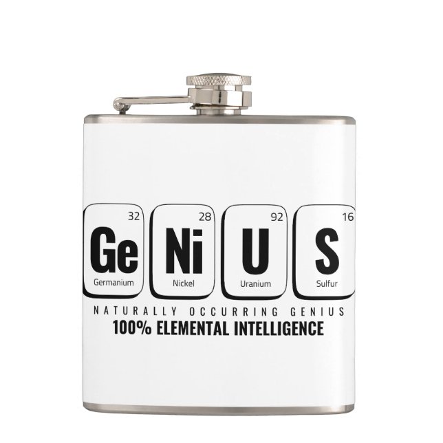GENiUS Periodic Table - Funny Science Design Hip Flask (Front)