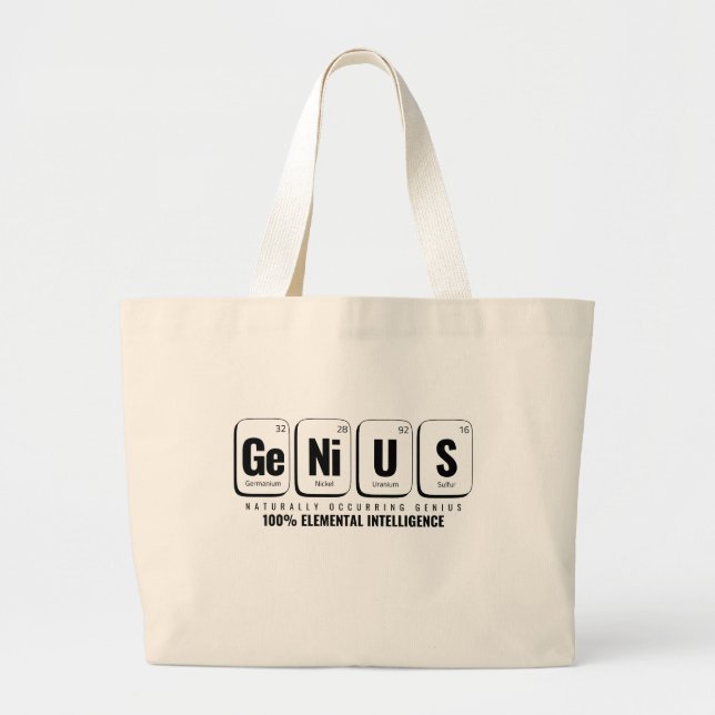 GENiUS Periodic Table - Funny Science Design Large Tote Bag (Front)