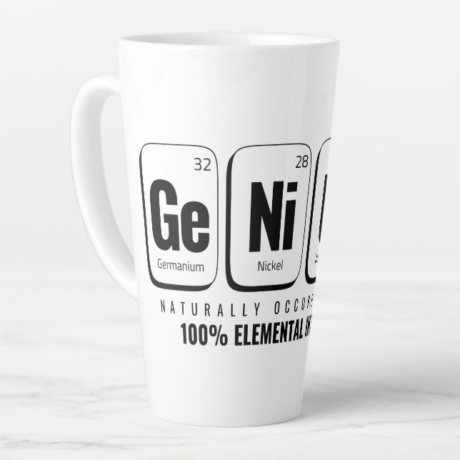 GENiUS Periodic Table - Funny Science Design Latte Mug (Left Angle)