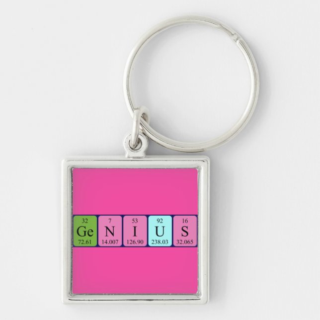 Genius periodic table name keyring (Front)
