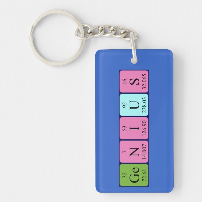 Genius periodic table name keyring (Front)