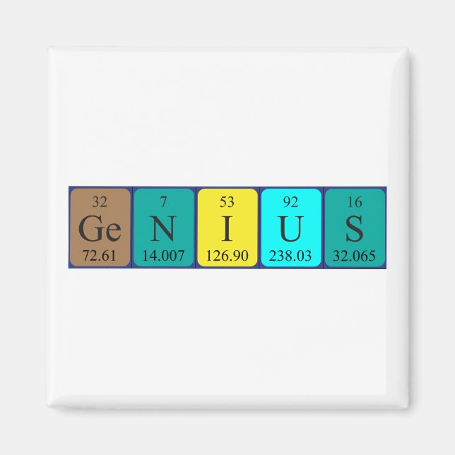 Genius periodic table name magnet (Front)