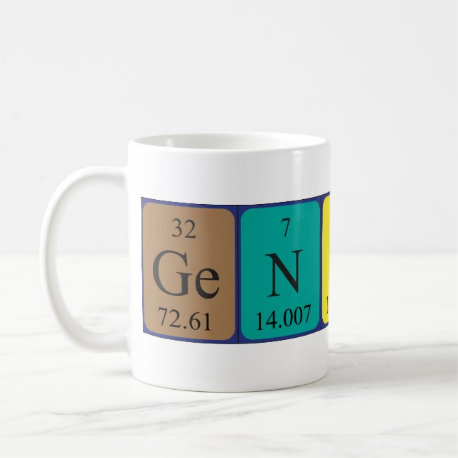 Genius periodic table name mug (Left)