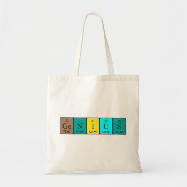 Genius periodic table name tote bag (Front)