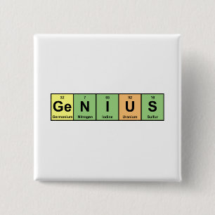 Genius - Periodic Table of Elements Products 15 Cm Square Badge
