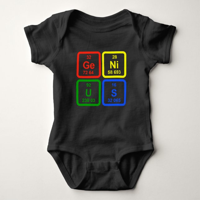 Genius Periodic Table Of Elements Science Baby Bodysuit (Front)