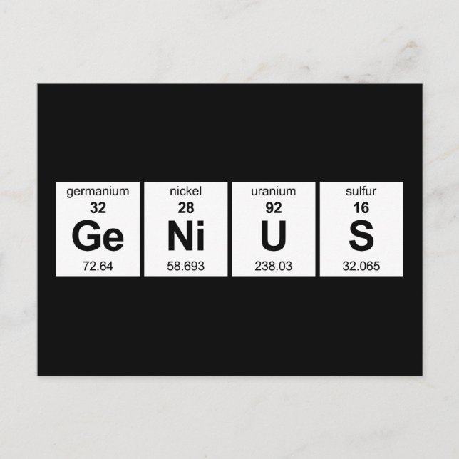 GeNiUS Periodic Table Postcard (Front)