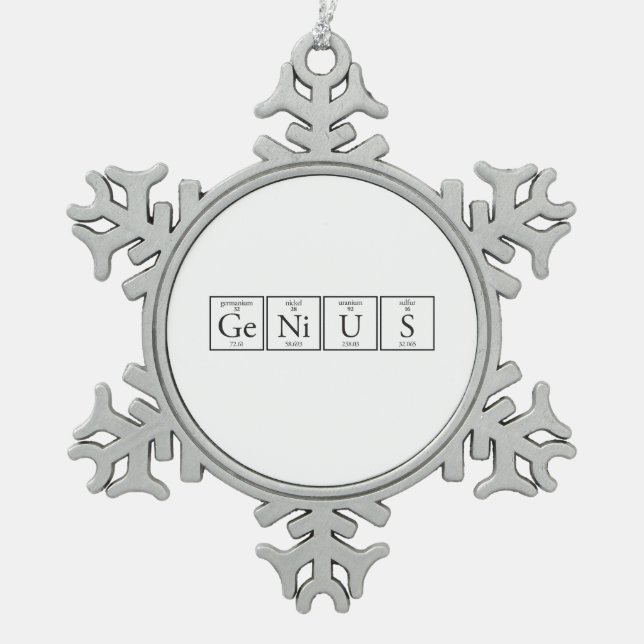 Genius Snowflake Pewter Christmas Ornament (Front)