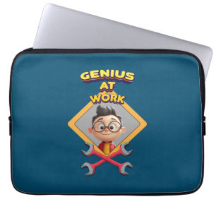 genius work funny geek repair computer animation c laptop sleeve