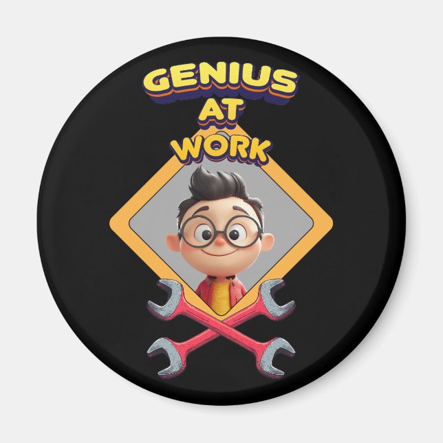 genius work funny geek repair computer animation c magnet (Front)