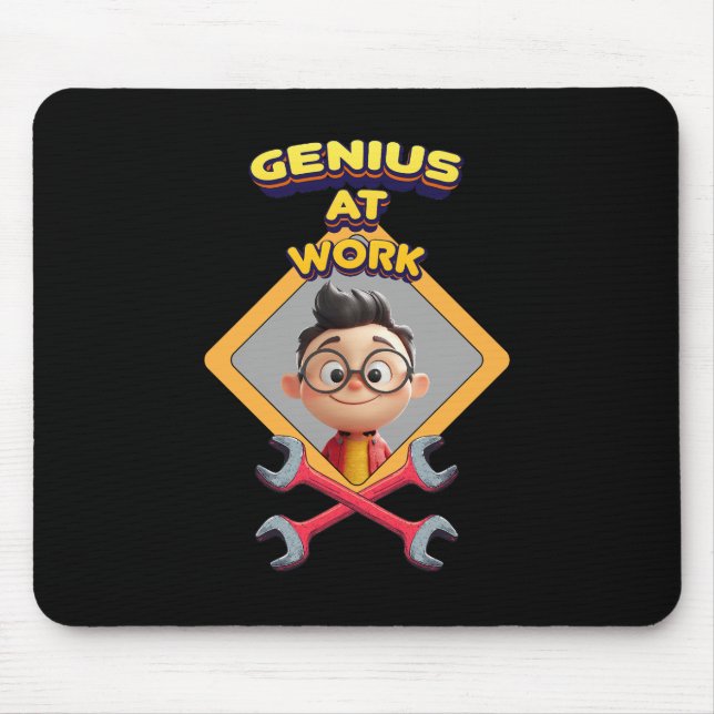 genius work funny geek repair computer animation c mouse pad (Front)