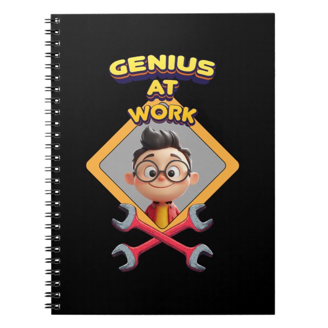 genius work funny geek repair computer animation c notebook (Front)