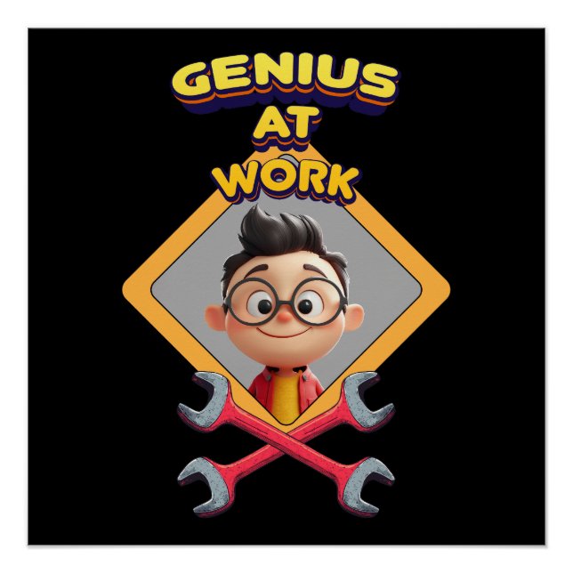 genius work funny geek repair computer animation c poster (Front)
