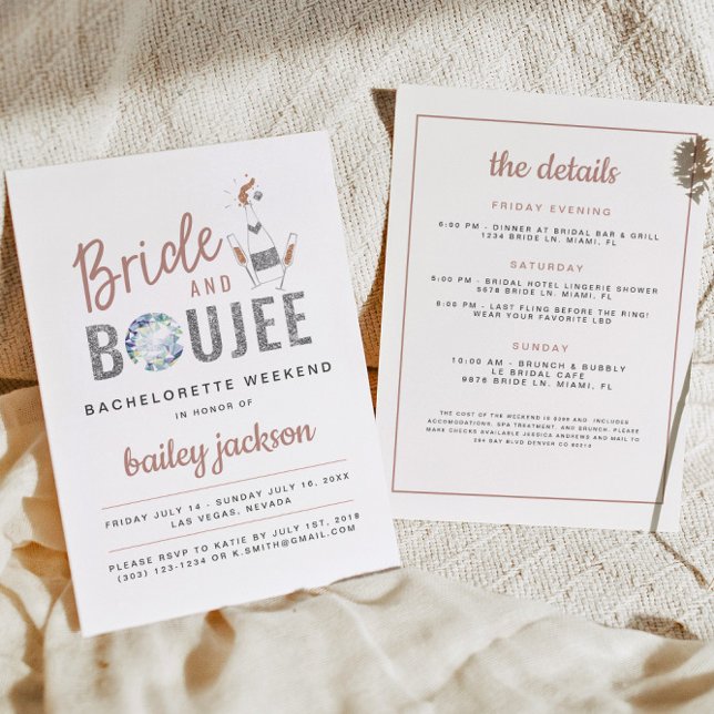 GENNA Rose Gold Bride and Boujee Champagne Invitation (Creator Uploaded)
