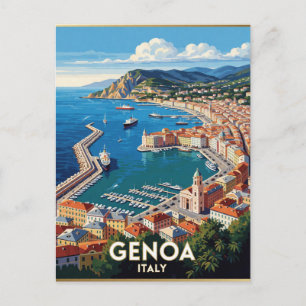 Genoa Italy Harbour Travel Scene ⚓ Postcard