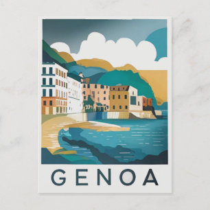 Genoa Italy Retro Travel Postcard