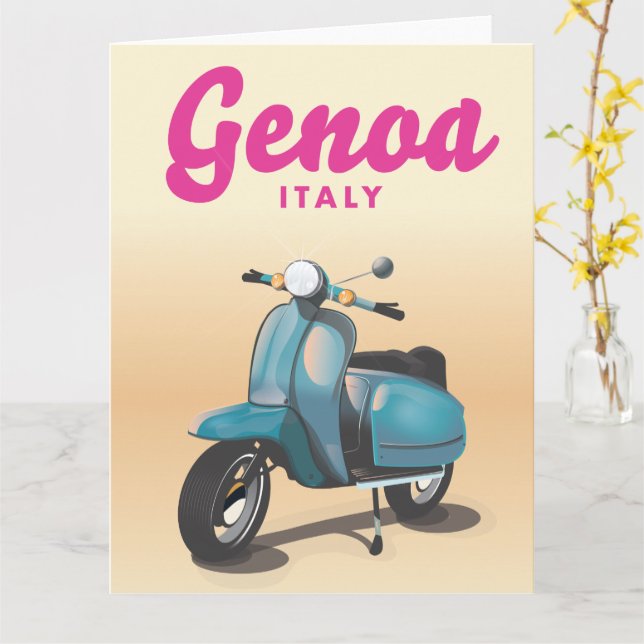 Genoa Italy scooter Card (Yellow Flower)