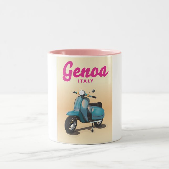Genoa Italy scooter Two-Tone Coffee Mug (Center)