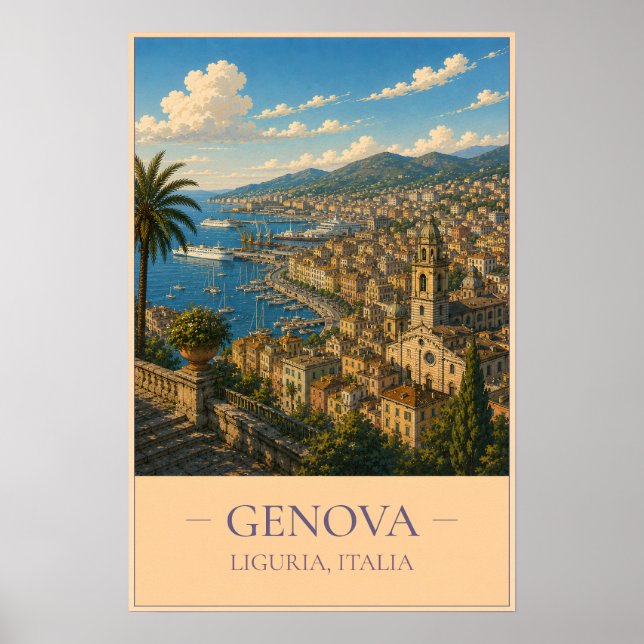 Genoa, Italy – Vintage Travel Poster (Front)
