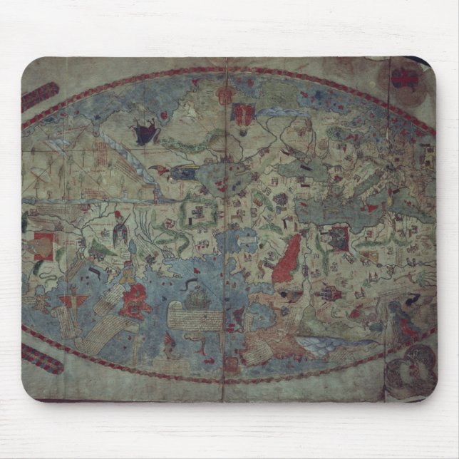 Genoese world map, designed by Toscanelli Mouse Pad (Front)