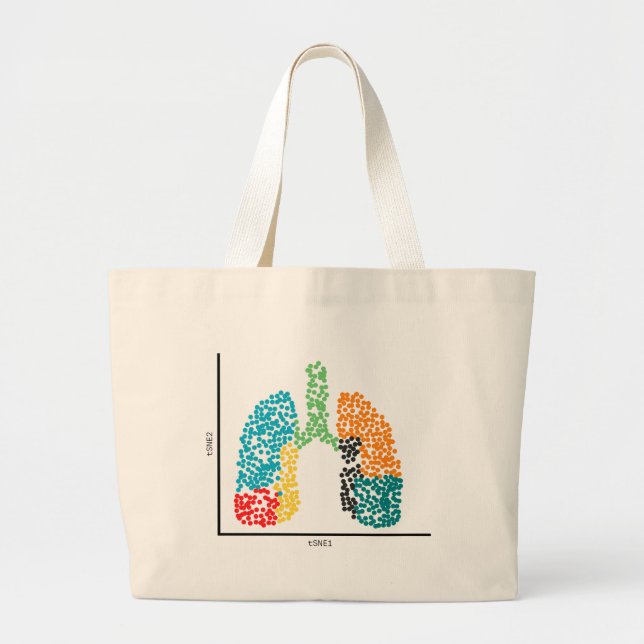 Genomics Single Cell Lungs & I Heart scRNAseq Large Tote Bag (Front)