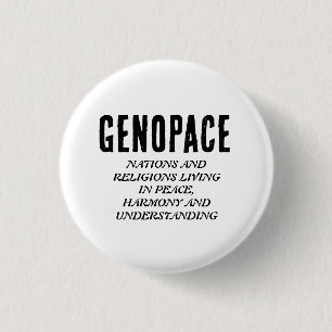 GENOPACE Nations and religions living in peace. 3 Cm Round Badge
