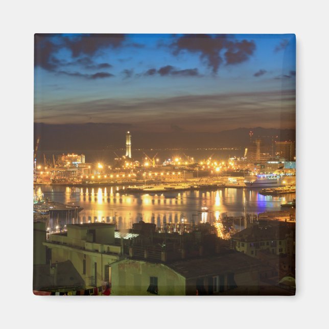 Genova and the port at evening magnet (Front)