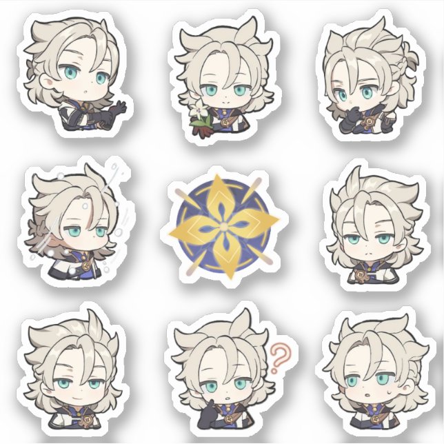 Genshin Impact Chibi Albedo Stickers (Front)