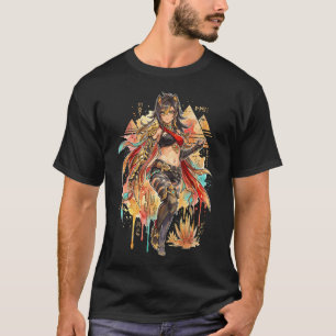 Genshin Impact Dehya Black Red Outfit Vaporwave Pa T-Shirt