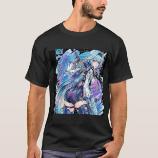 Genshin Impact Eula Vaporwave Neon Japanese Text O T-Shirt